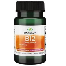 Swanson Vitamin B12 with Folate - 1.000 mcg, Strawberry