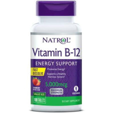 Natrol Vitamin B-12 Fast Dissolve Tablets - 5000 µg, 100 Tabletten, Strawberry