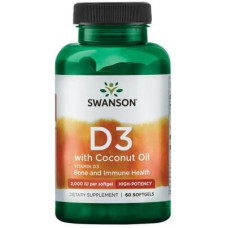 Swanson Vitamin D3 - 2.000 IU with Coconut Oil, 60 Kapseln