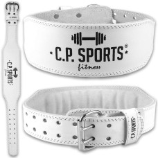 C.P. Sports Leder Gewichthebergürtel für Damen, weiß