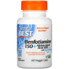 Doctors Best Benfotiamine 150 + Alpha-Lipoic Acid 300, 60 Kapseln