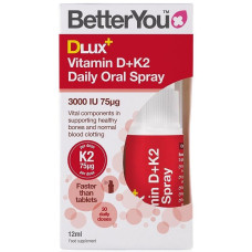 BetterYou DLux Vitamin D + K2 Daily Oral Spray, 12 ml Zerstäuber, Peppermint