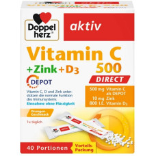 Doppelherz Vitamin C 500 Direct + Zink Depot, 40 Portionsbeutel