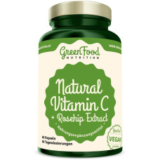 GreenFood Nutrition Natural Vitamin C + Hagebutten Extrakt, 60 Kapseln