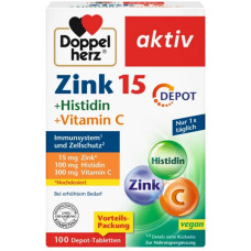 Doppelherz Zink 15 + Histidin + Vitamin C Depot, 100 Tabletten