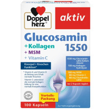 Doppelherz Glucosamin 1550 + Kollagen + MSM + Vitamin C, 100 Kapseln