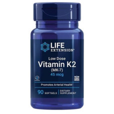 Life Extension Low Dose Vitamin K2 45 mcg MK-7, 90 Weichkapseln