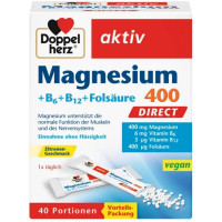 Doppelherz Magnesium 400 + B6 + B12 + Folsäure Direct, 40 Portionsbeutel