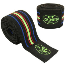 C.P. Sports Powerlifting Kniebandagen, 250 cm, schwarz - blau - rot - gelb