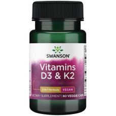 Swanson Vitamins D3 & K2 - 50 mcg & 75 mcg, 60 Kapseln